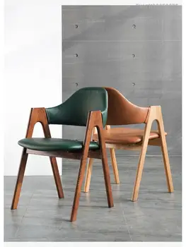 Изготовленный на заказ Скандинавский модный обеденный стул из массива дерева, Тканевый стул для отдыха, кресло с ретро спинкой, кофейня-ресторан A Word