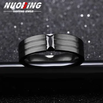 Классическое мужское обручальное кольцо из нержавеющей стали с высококачественным цирконием, 8 мм, свадебные украшения, подарок на годовщину свадьбы