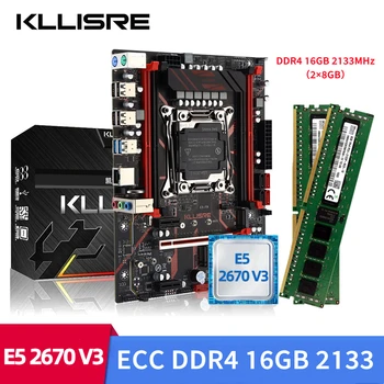 Комплект материнской платы Kllisre x99 xeon e5 2670 v3 LGA 2011-3 CPU 2шт X 8 ГБ = 16 ГБ 2133 МГц памяти DDR4 ECC