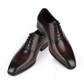Кофейная обувь нового стиля для мужчин, повседневная модная кожаная обувь с перфорацией типа 