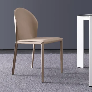 Кремовый стиль, спинка стула для обеденного стола в итальянском стиле, минималистичное дизайнерское маленькое домашнее кожаное кресло-седло