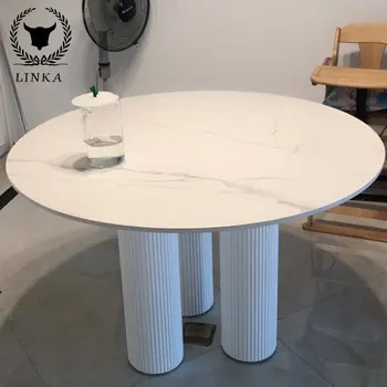 Круглый обеденный стол из массива скандинавского дерева мраморный стол для семейных переговоров в гостиной круглый стол простой и настраиваемый