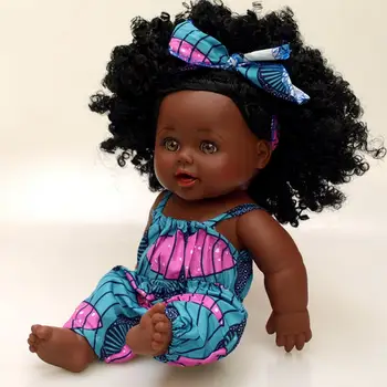 Кукла 30 см с вьющимися волосами, Черная кожа, повязка для волос, черные куклы в африканском стиле