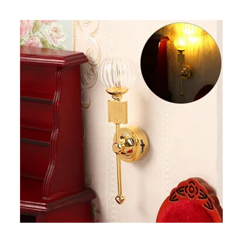Миниатюрный кукольный домик 1:12, мини-настенный светильник, Светодиодная лампа, модель мебели, аксессуары для кукольного домика