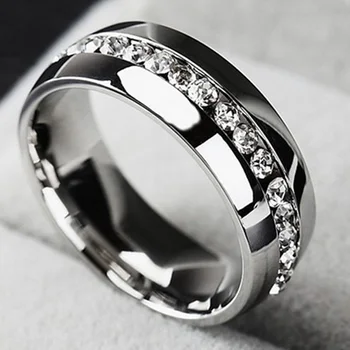 Модное обручальное кольцо из нержавеющей стали золотистого цвета ручной работы Promise Ring С фианитами 6 мм
