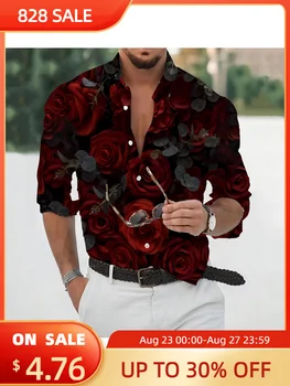 Мужская рубашка 2023 года с цифровой 3D-печатью, мужская футболка, модная гавайская рубашка, повседневная свободная весенне-осенняя мужская