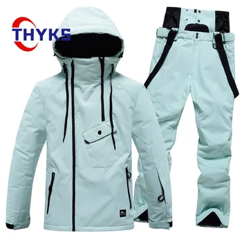 Мужской однотонный лыжный костюм, ветрозащитный водонепроницаемый теплый удобный походный комплект для пары, куртка с капюшоном, брюки, костюм для альпинизма