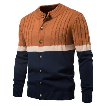 Мужской свитер с пуговицами, кардиган, зимний цветной плотный хлопок, высококачественная мужская мода