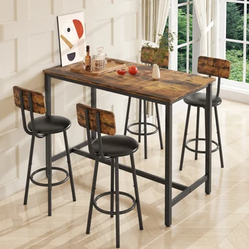 Набор кухонных столов высотой с столешницу из 5 предметов, барный столик с 4 стульями