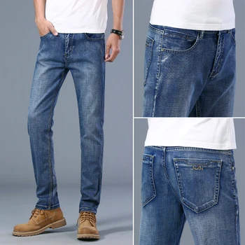 Новые мужские узкие эластичные брюки Модный деловой деним для стрейчевых мужчин Jeans Vaqueros Hombre