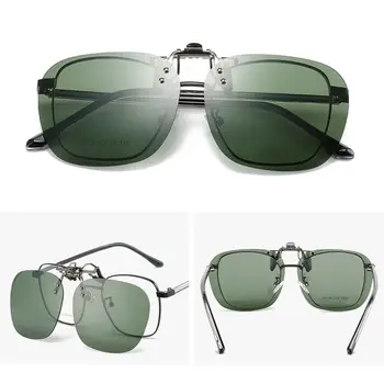 Новые солнцезащитные очки с откидной металлической клипсой, Поляризованные солнцезащитные очки без оправы полигональных оттенков для женщин, Мужские очки для вождения