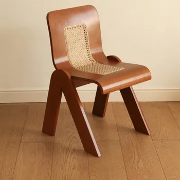 Обеденные стулья Дизайн грецкого ореха, деревянный стул из ротанга со спинкой, шезлонг в скандинавском стиле, простая Удобная передвижная мебель, современный декор