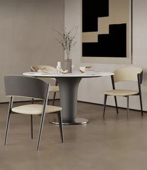 Обеденный стол легкий и роскошный, современный и минималистичный, со встроенным поворотным столиком rock panel для домашнего использования