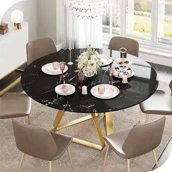 Обеденный стол с круглой мраморной столешницей в скандинавском стиле, современный роскошный обеденный стол для гостиной