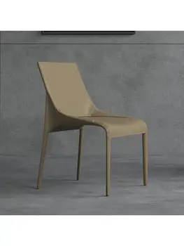 Обеденный стул с минималистской спинкой, домашнее кожаное кресло, Итальянское современное минималистское кресло для ресторана, кафе в отеле.