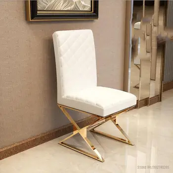 Обеденный стул с рамой из нержавеющей стали, набор из 4 кухонных стульев с золотой спинкой, современный обеденный стол, шезлонг, точная копия мебели GY50DC