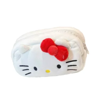 Плюшевая сумка для ручек Hello Kitty для девочек, Мультяшная Периферийная Симпатичная Коробка для хранения студенческих канцелярских принадлежностей большой емкости, мелочи, косметики.