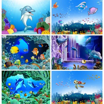 Подводный мир, Океанские рыбы, Коралловые раковины, Фоны для фотосъемки Для детей, Украшения для вечеринки с Днем Рождения, Индивидуальные фоны