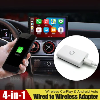 Проводной и беспроводной адаптер для CarPlay Android Auto 4 В 1 USB CarPlay Dongle с зеркальным отображением экрана для смартфонов iPhone Android