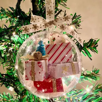 Рождественская елка Подвесной шар Украшение Рождественская Елка Подвесной орнамент Мини Рождественский прозрачный Экспресс-пакет Подарочная коробка Домашний офис