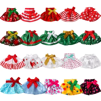 Рождественские эльфы Кукольная одежда Юбка с принтом Ручной работы Многоцветный галстук-бабочка Короткая юбка для куклы 35 см Аксессуары для игрушек Рождественский подарок