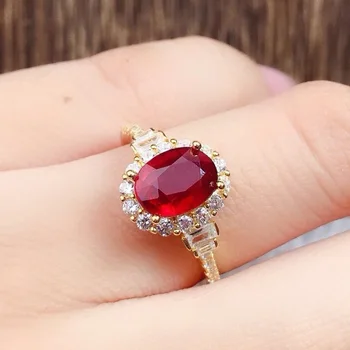 Роскошная инкрустированная овальная группа из красного циркона, инкрустированная бриллиантом, регулируемое обручальное кольцо, Модное серебряное обручальное кольцо