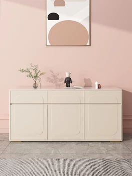 Светлый роскошный обеденный шкаф в кремовом стиле, современный и минималистичный кухонный шкаф для хранения, шкаф для хранения в гостиной