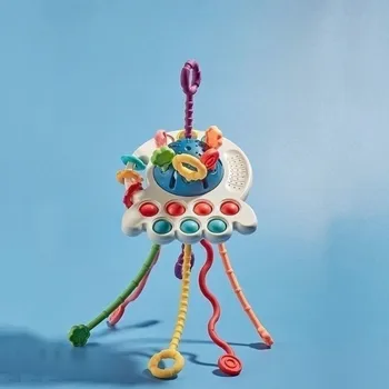 Силиконовые игрушки на веревочке Монтессори для младенцев 6-12 месяцев Пищевые сенсорные игрушки Подарок для развития мелкой моторики ребенка
