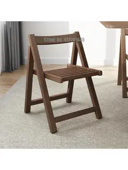 Складной стул из массива дерева, бытовой стул, экономящий пространство Обеденный стул, стул для маджонга, Офисный компьютерный стул, Переносная Простая спинка