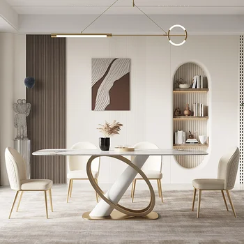 Современная мебель для дома, кухня, обеденный стол и стулья, прямоугольный обеденный стол из спеченного камня