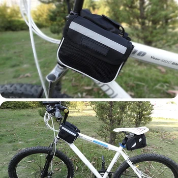 Сумка для велосипедного телефона из полиэстера, водонепроницаемый держатель для мобильного телефона с сенсорным экраном, Аксессуары для велоспорта, сумка для велосипеда