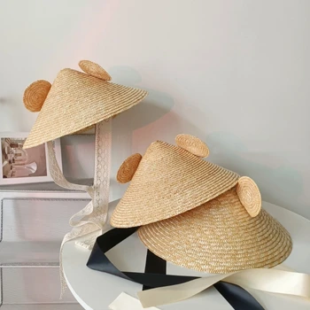 Травяная шляпа с дизайном ушей, идеально защищающая детей, многофункциональная бытовая прямая поставка