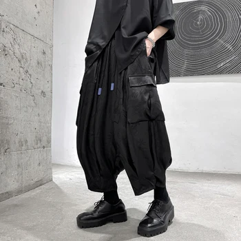 Уличная одежда, мужские шаровары, уличные черные широкие брюки в стиле хип-хоп, брюки для бега, брюки-карго с боковым карманом, оверсайз 6XL
