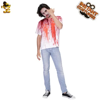 Фестиваль призраков на Хэллоуин, рубашка с пятнами крови ужасов для взрослых, косплей зомби, сценический костюм для вечеринки