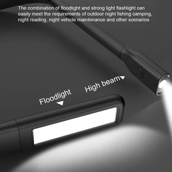 Фонарик 1800 мАч, светодиодный фонарь для кемпинга, 3 цвета, срок службы до 10 часов, индукционный USB-аккумулятор для рыбалки, пеших прогулок, ночного бега