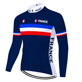 Франция Велоспорт Джерси Мужская одежда для горных велосипедов 2023 Осенняя Велосипедная одежда Длинные Велосипедные рубашки Дышащий Ropa Ciclismo