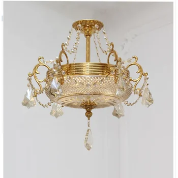 Художественная Светодиодная Люстра, Подвесной светильник, Потолочный светильник, Современная Медь, Спальня в европейском стиле, гостиная, Лампа для помещений, Размеры D42cm D52cm, Свеча