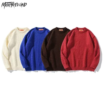 Японский однотонный Корейский трикотаж, свитера, пара повседневных вязаных повседневных осенне-зимних пуловеров с длинным рукавом и круглым вырезом, свободные свитера